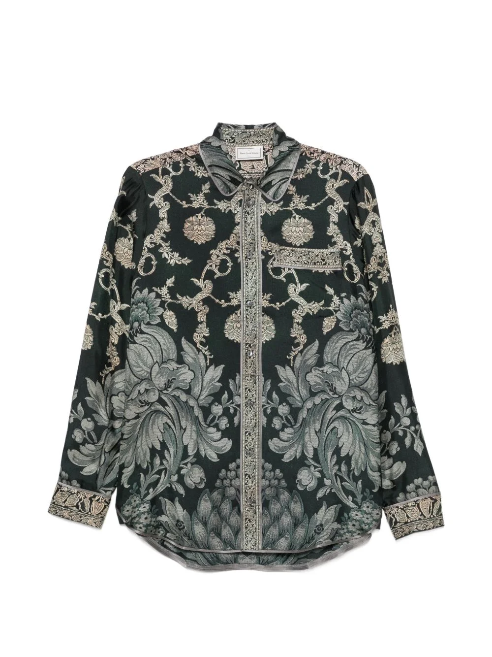 floral-print silk shirt - 1