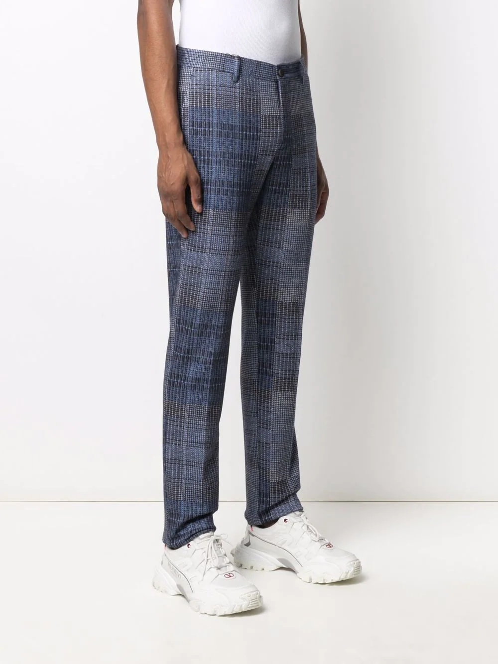 woven-check tailored trousers - 3