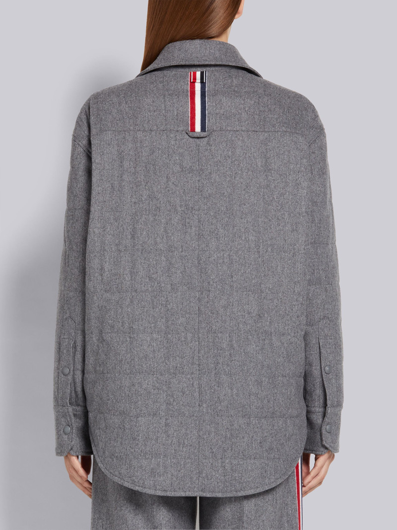 Thom Browne Medium Grey Down-Filled Lightweight Boiled Wool Engineered Stripe Oversized Shirt Jacket outlook