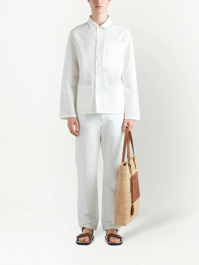 Prada single-breasted linen shirt jacket outlook