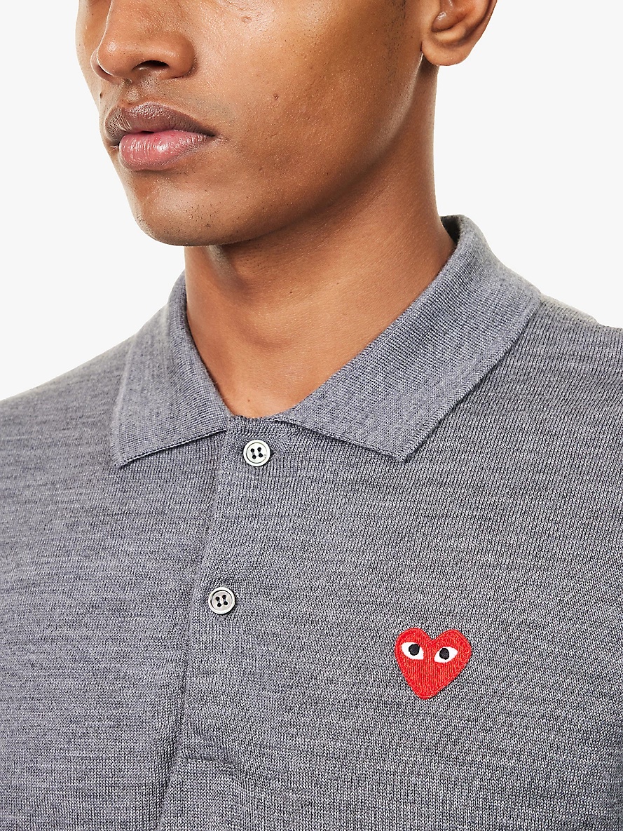 Logo-patch short-sleeve wool polo shirt - 5