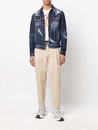 DSQUARED2 denim-waistband straight-leg trousers outlook