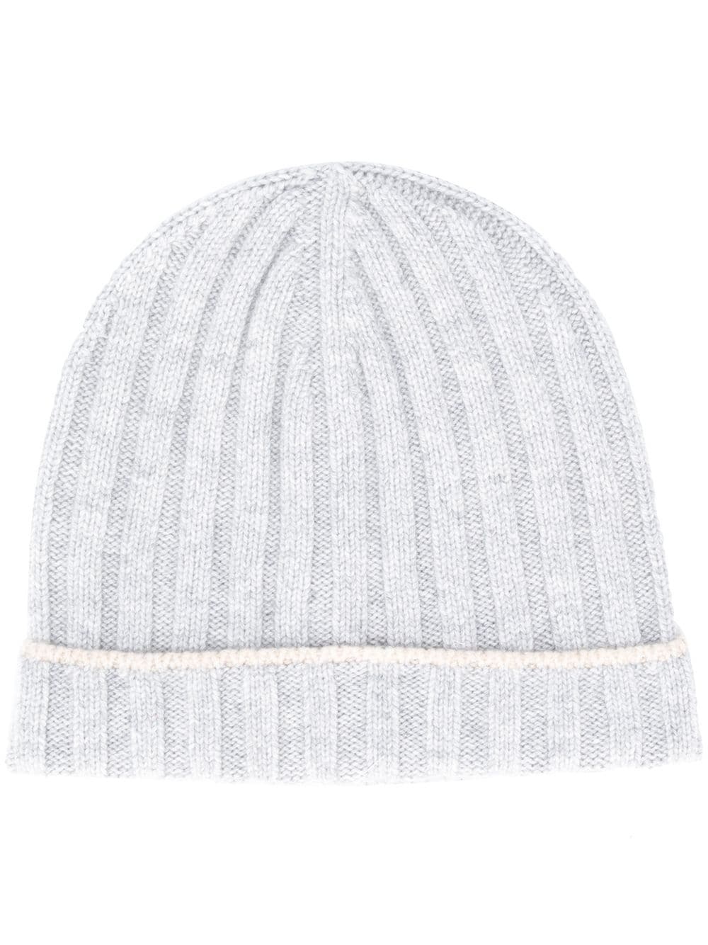 cashmere ribbed knit beanie - 1