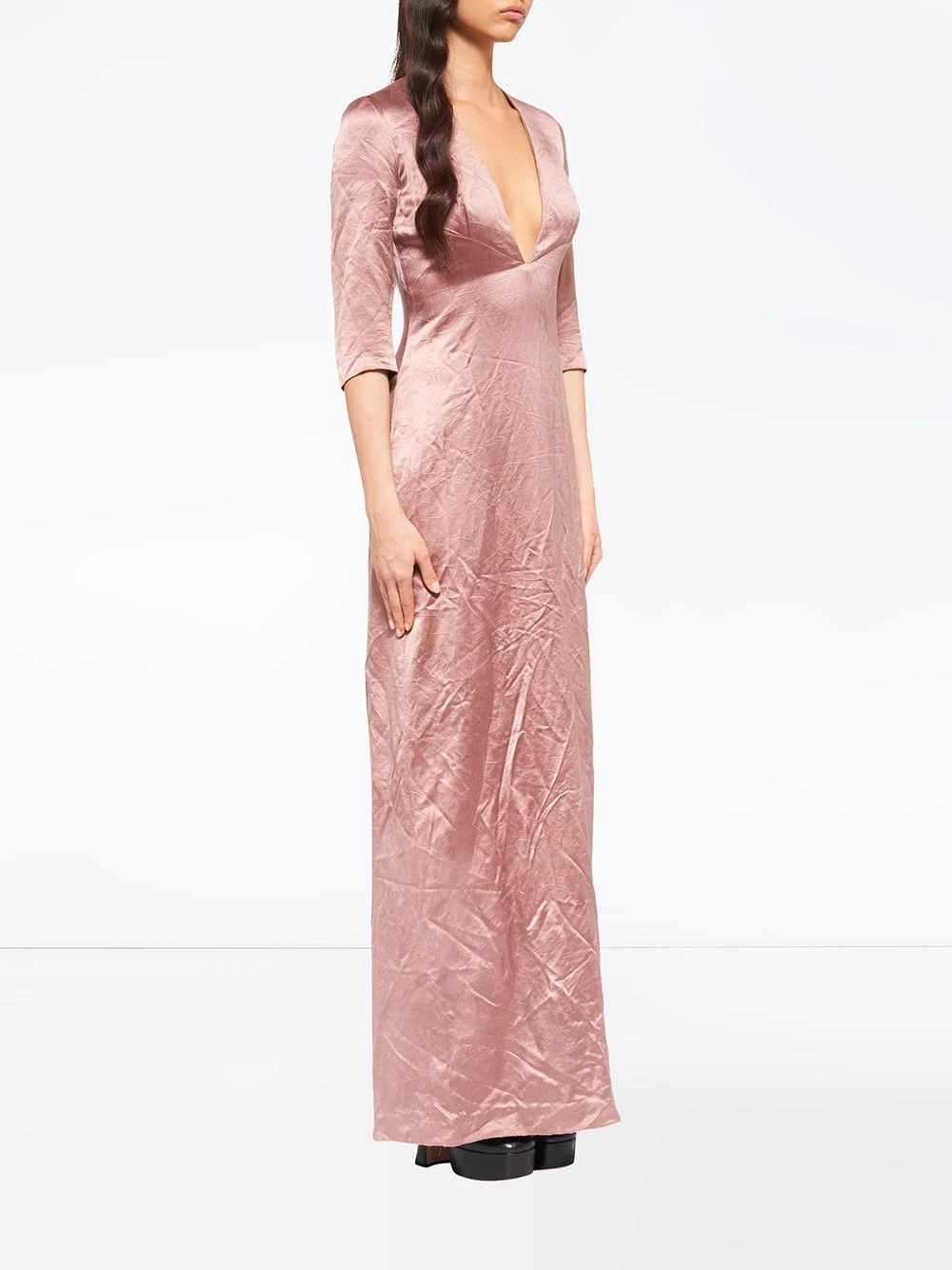 plunge-neck floor-length gown - 3