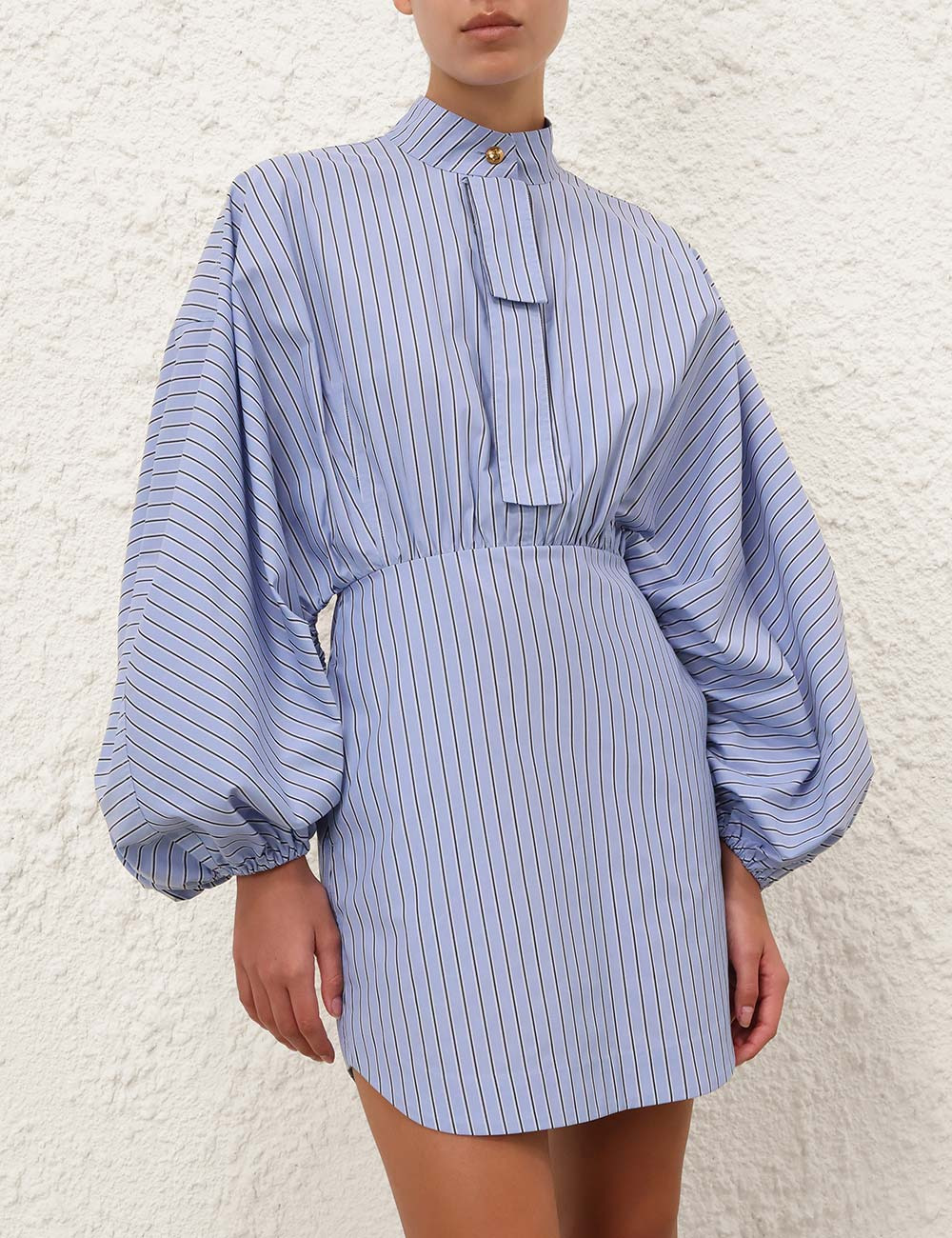 DRAWSTRING STRIPE MINI DRESS - 2