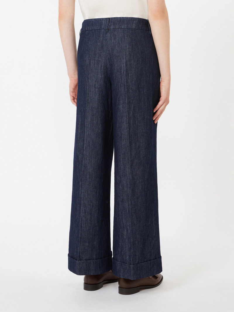 MELODIA Straight-fit cotton and linen denim trousers - MIDNIGHTBLUE 4