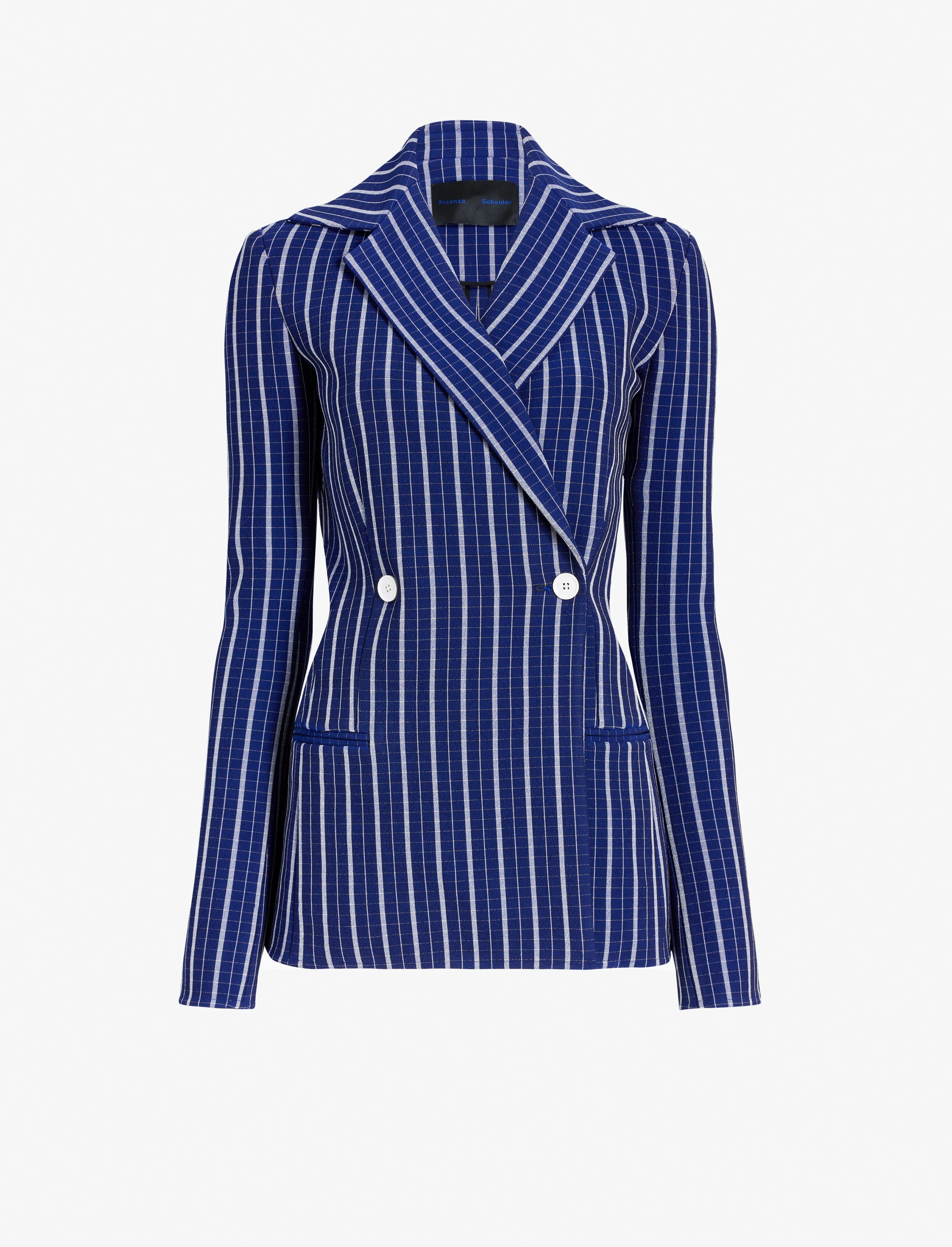 Marine Jacket in Plaid Bi-Stretch Viscose - 1