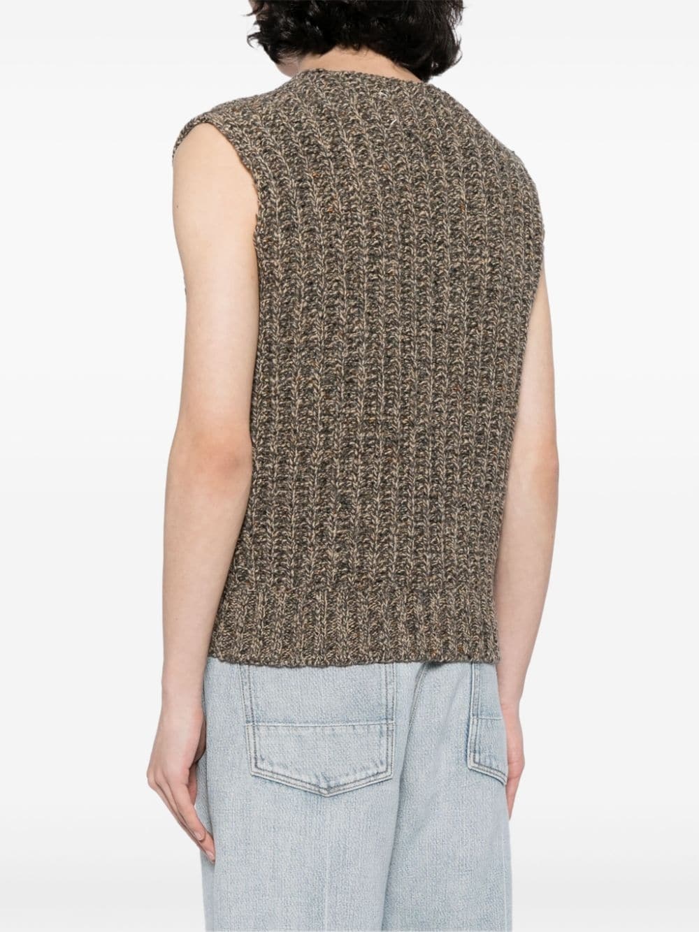 V-neck chunky-knit vest - 4
