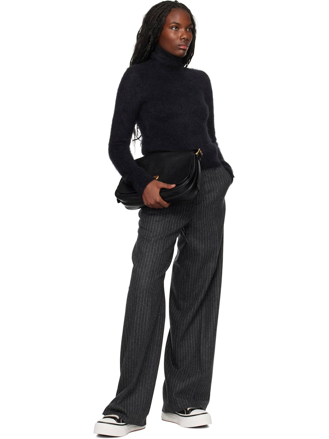 Black Alpaca Mohair Brushed Turtleneck - 4
