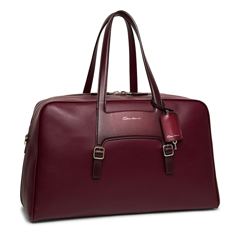 Burgundy leather weekend bag 5