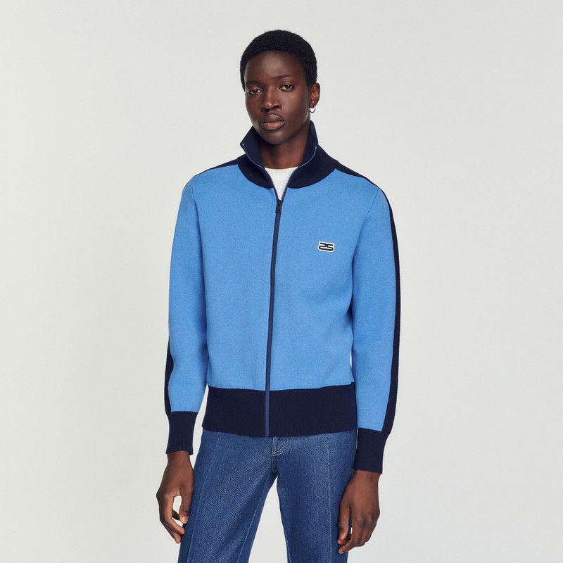 Sandro Two-tone zip cardigan outlook