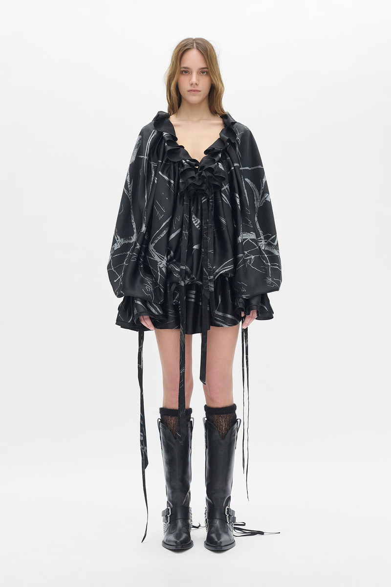 Bregje Ruffled Dress With Drawsting Dreamcatcher Print 3