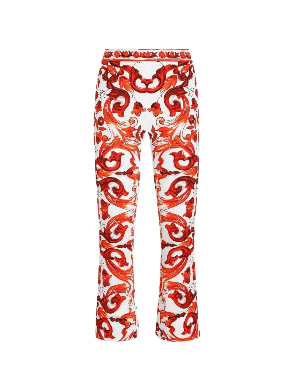 Maiolica print silk trousers - 1