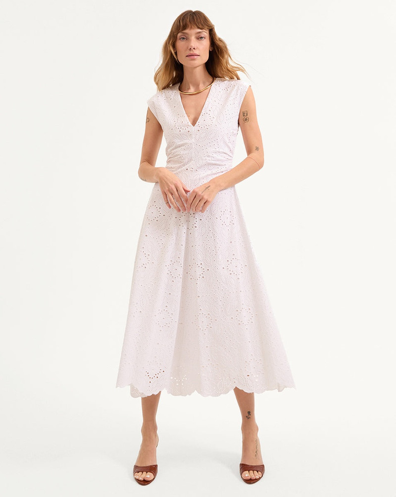 VERONICA BEARD AVEN EYELET MIDI DRESS outlook