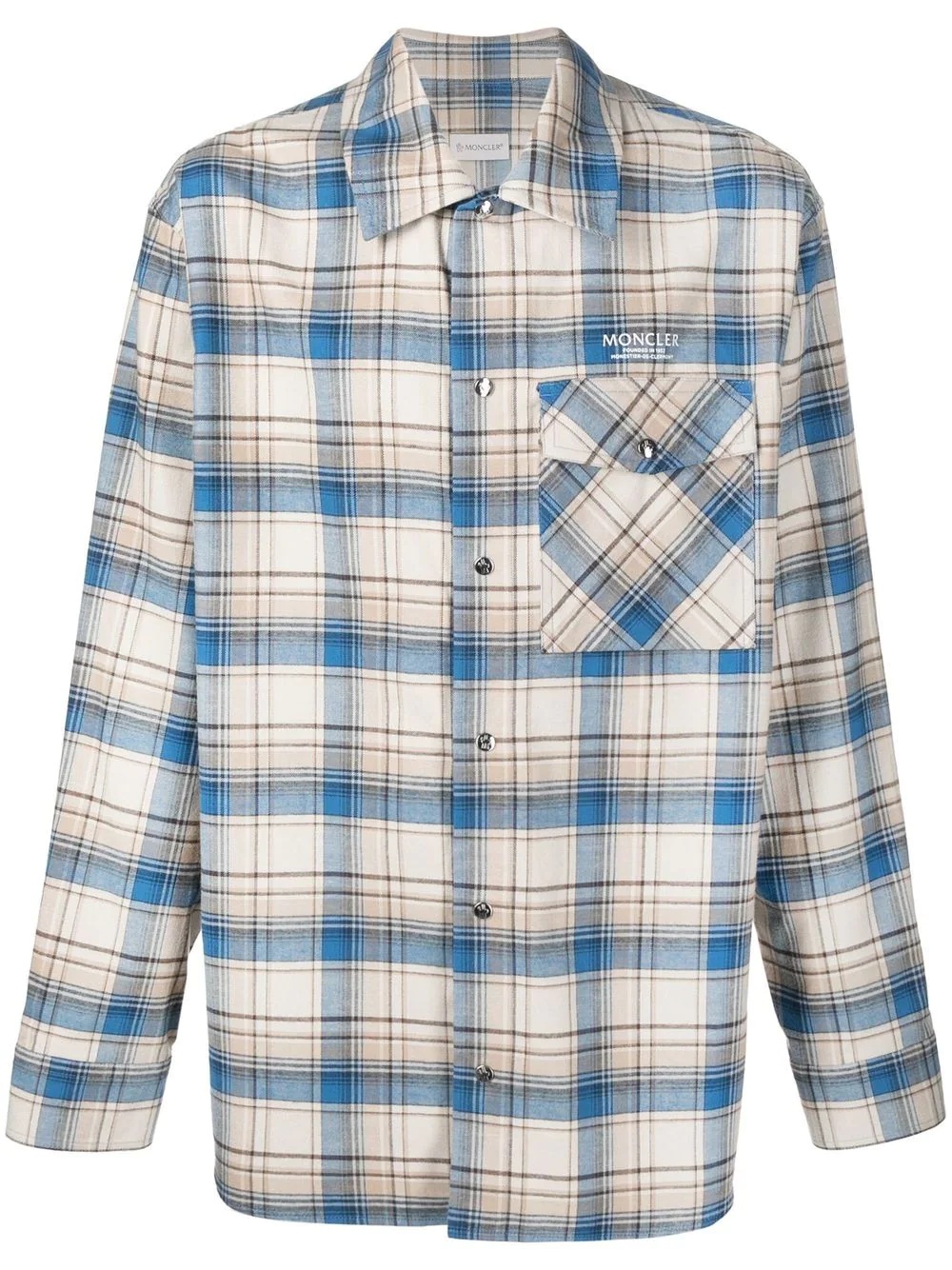 checked logo-print shirt - 1