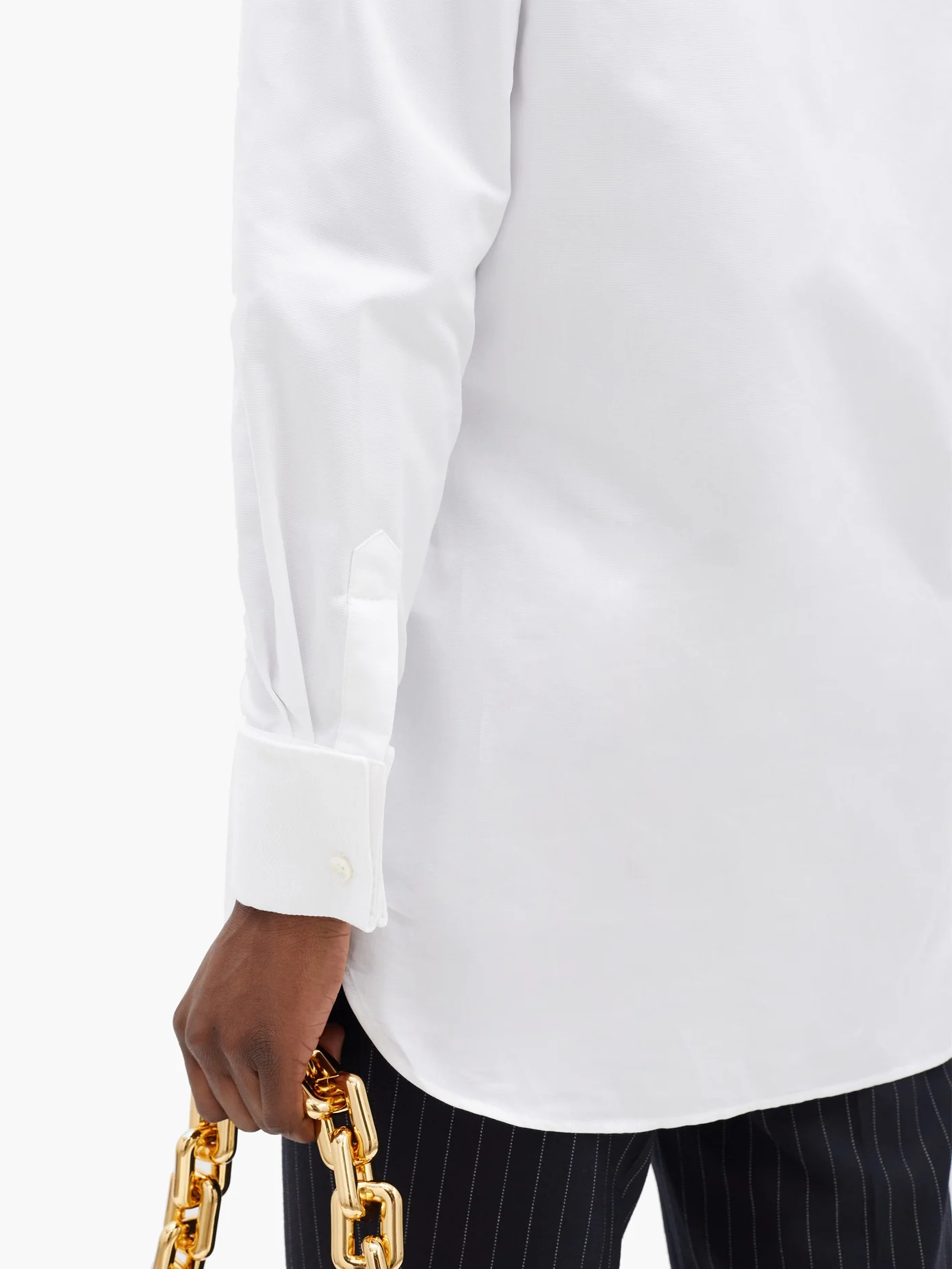 Basketweave-bib cotton-faille tuxedo shirt - 4