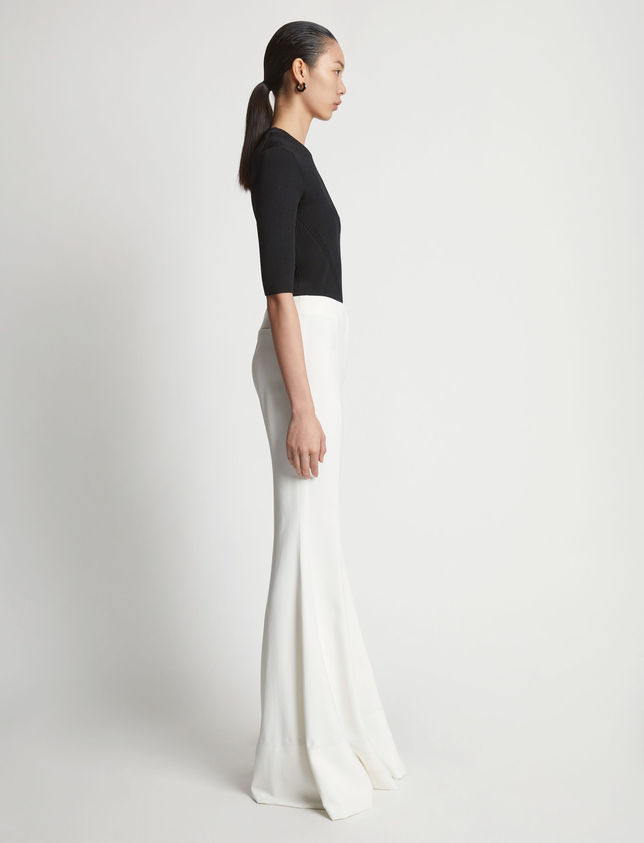 Viscose Suiting Tuxedo Wide Leg Pants - 3