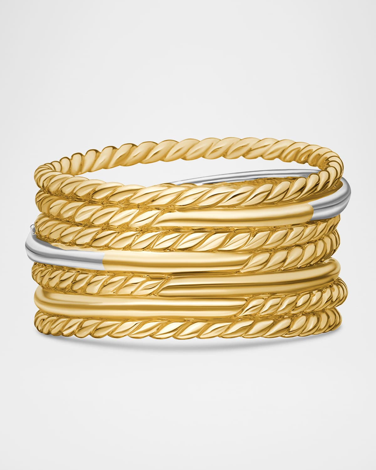 Crossover Wide Ring with Diamonds in Gold - 7
