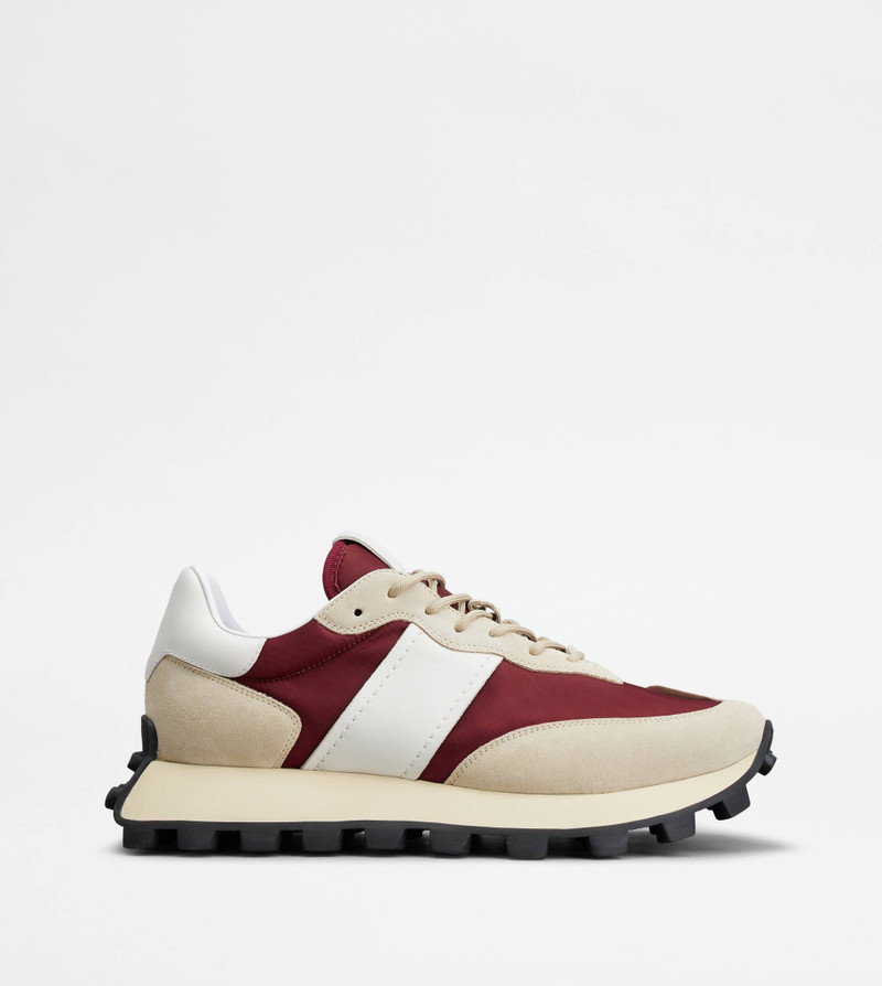 SNEAKERS TOD'S 1T IN SUEDE AND FABRIC - BEIGE, BURGUNDY, WHITE 1