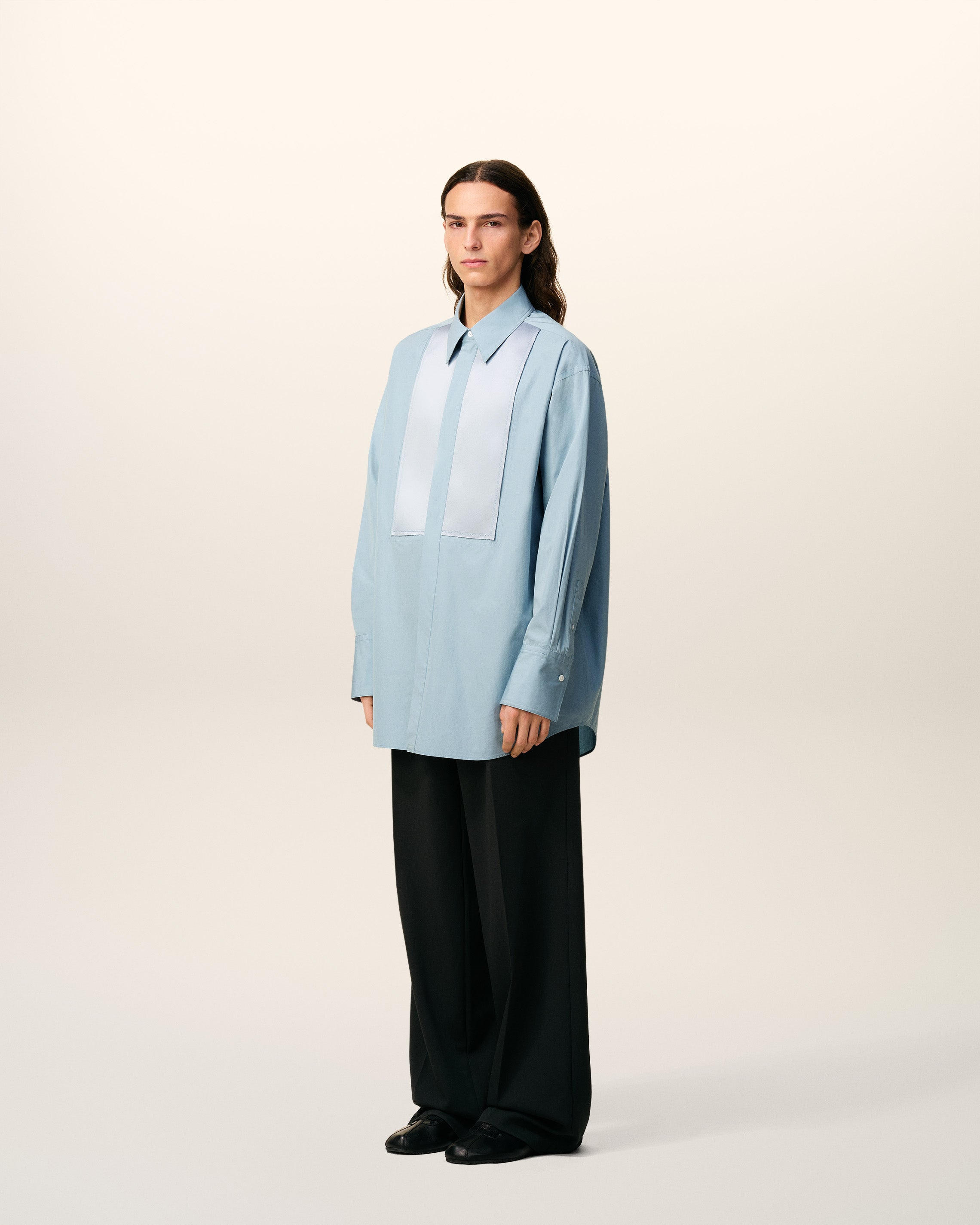 BLUE COTTON OVERSIZED SHIRT - 6