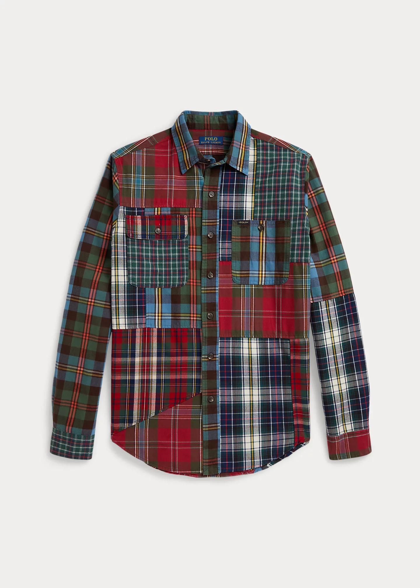 Classic Fit Patchwork Plaid Oxford Shirt - 1