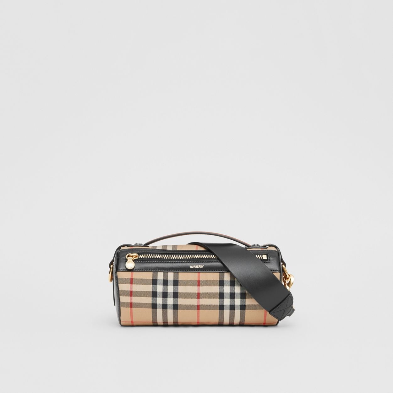 The Vintage Check and Leather Barrel Bag - 1