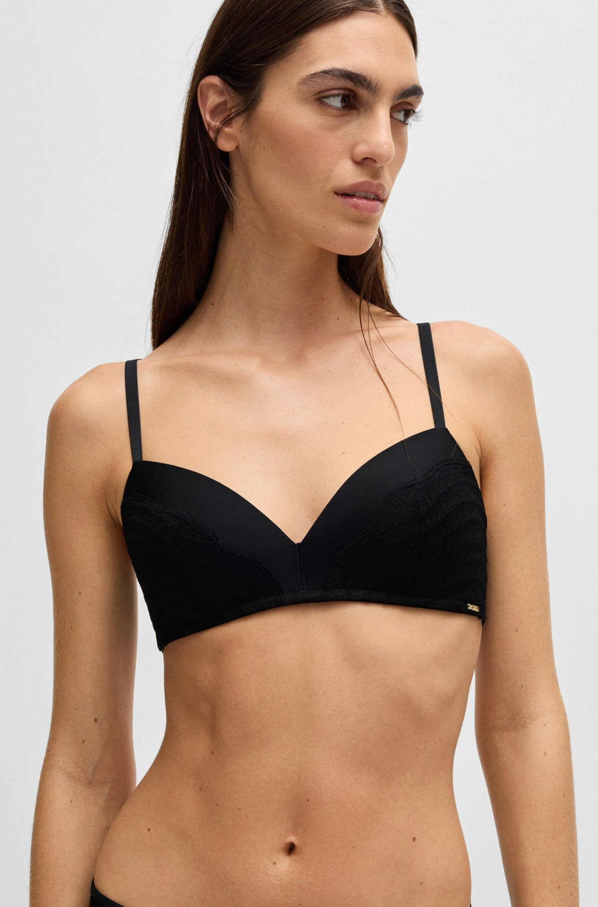 LACE-TRIM PUSH-UP BRA WITH LOGO DETAIL - 4