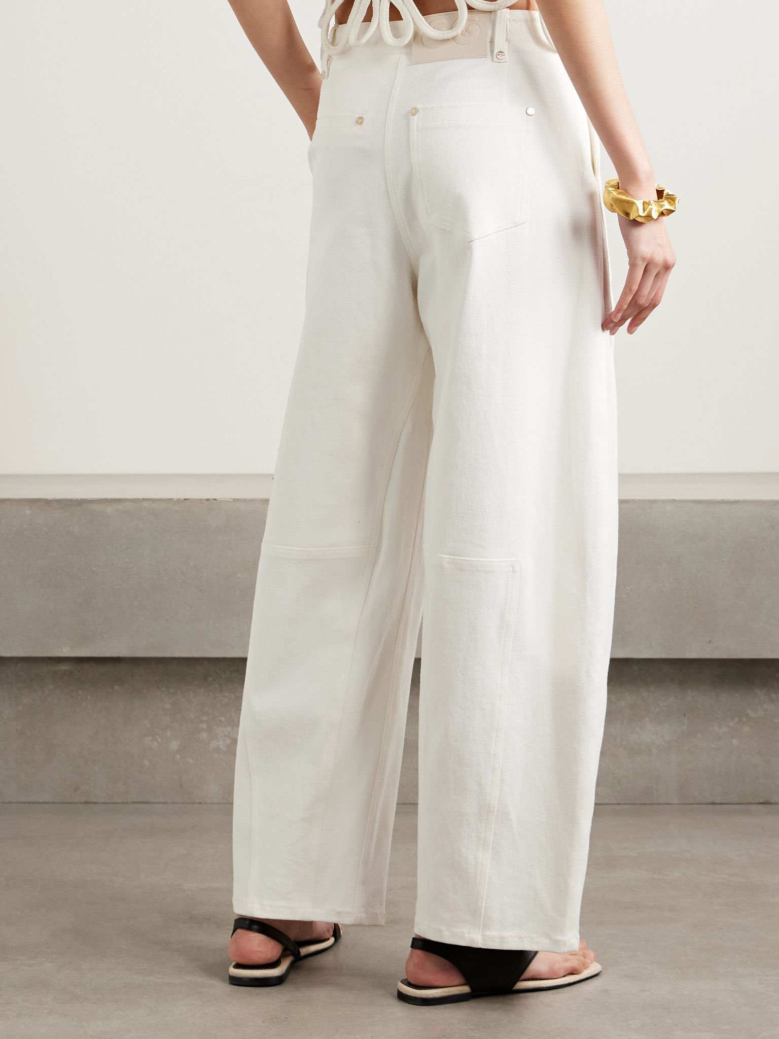 Ewa pleated cotton-twill barrel-leg pants Off-white - 3