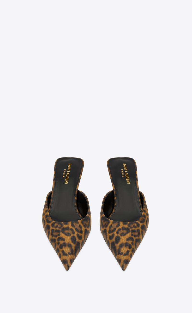 SAINT LAURENT barbara mules in leopard grosgrain outlook