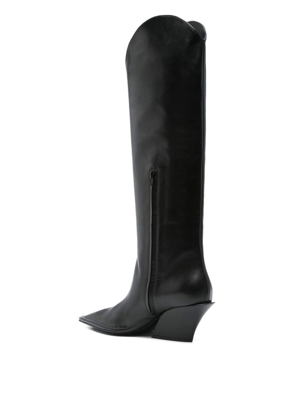 80mm pointed-toe calf leather boots - 3
