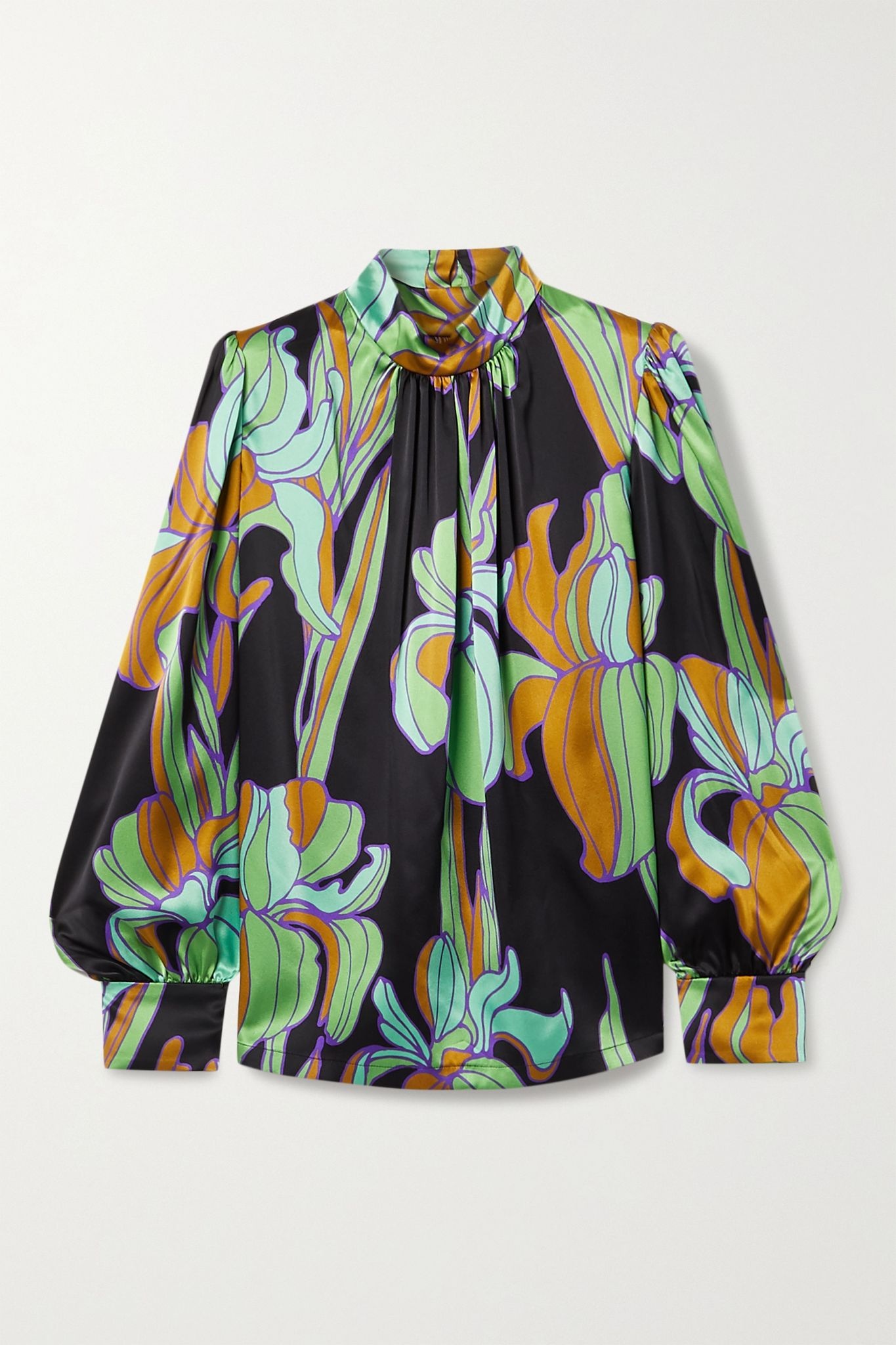 Floral-print silk-satin blouse - 1