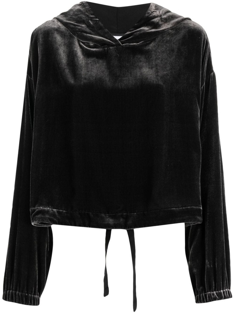 velvet drawstrign hoodie 1