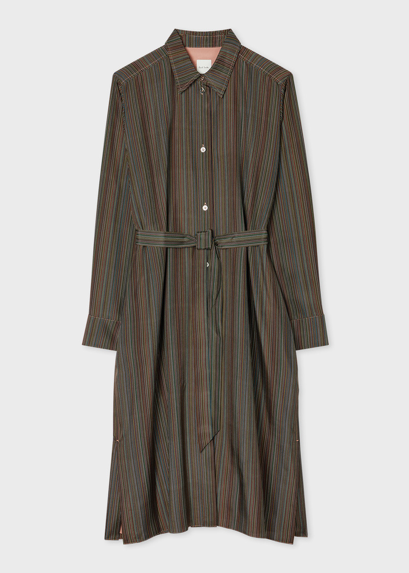 Women's 'Signature Stripe' Micro Check Silk Dress 1
