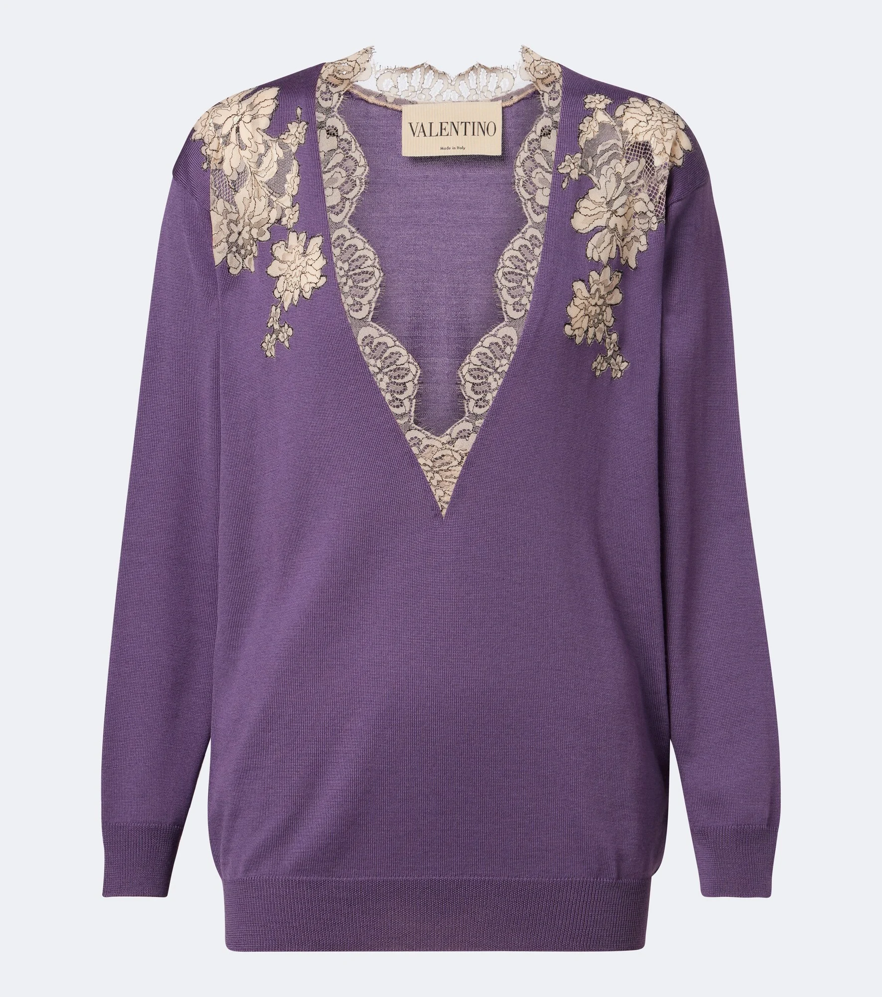 Lace-trimmed virgin wool sweater - 1