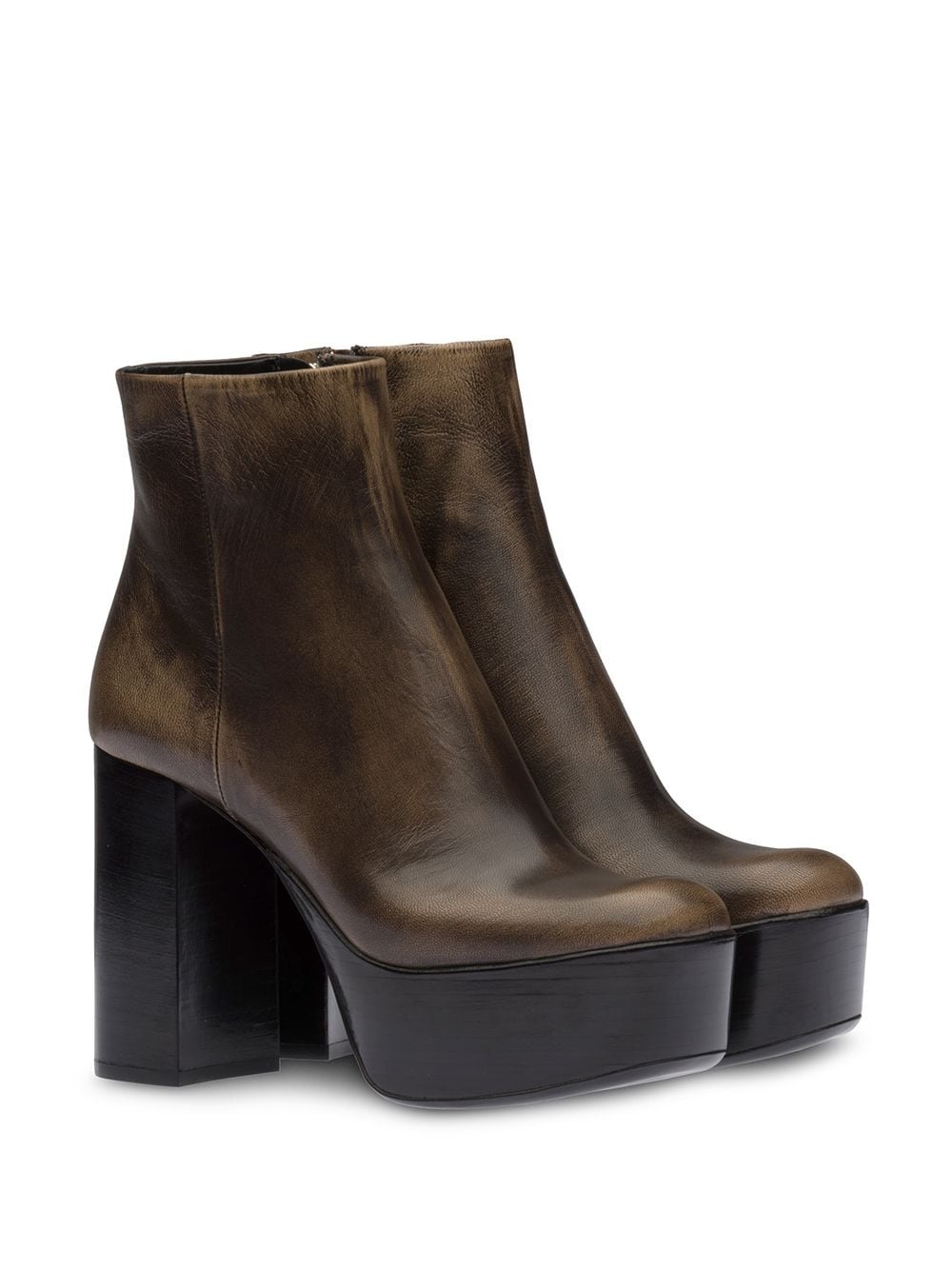 brown 110 leather platform ankle boots - 2