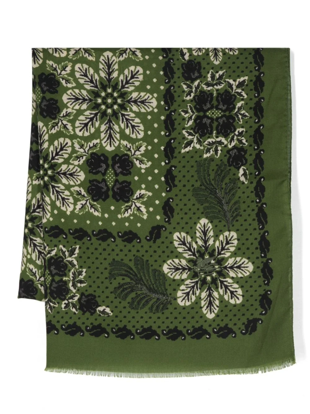 floral-print wool scarf - 1