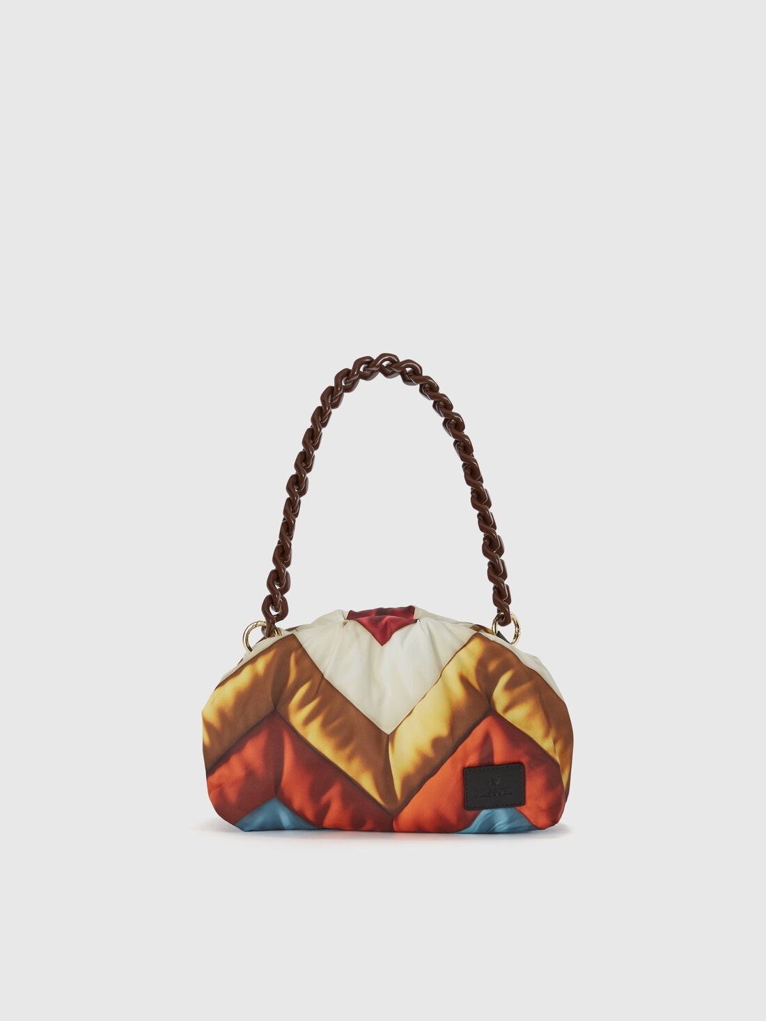 Zig zag fabric clutch with resin shoulder strap - 1