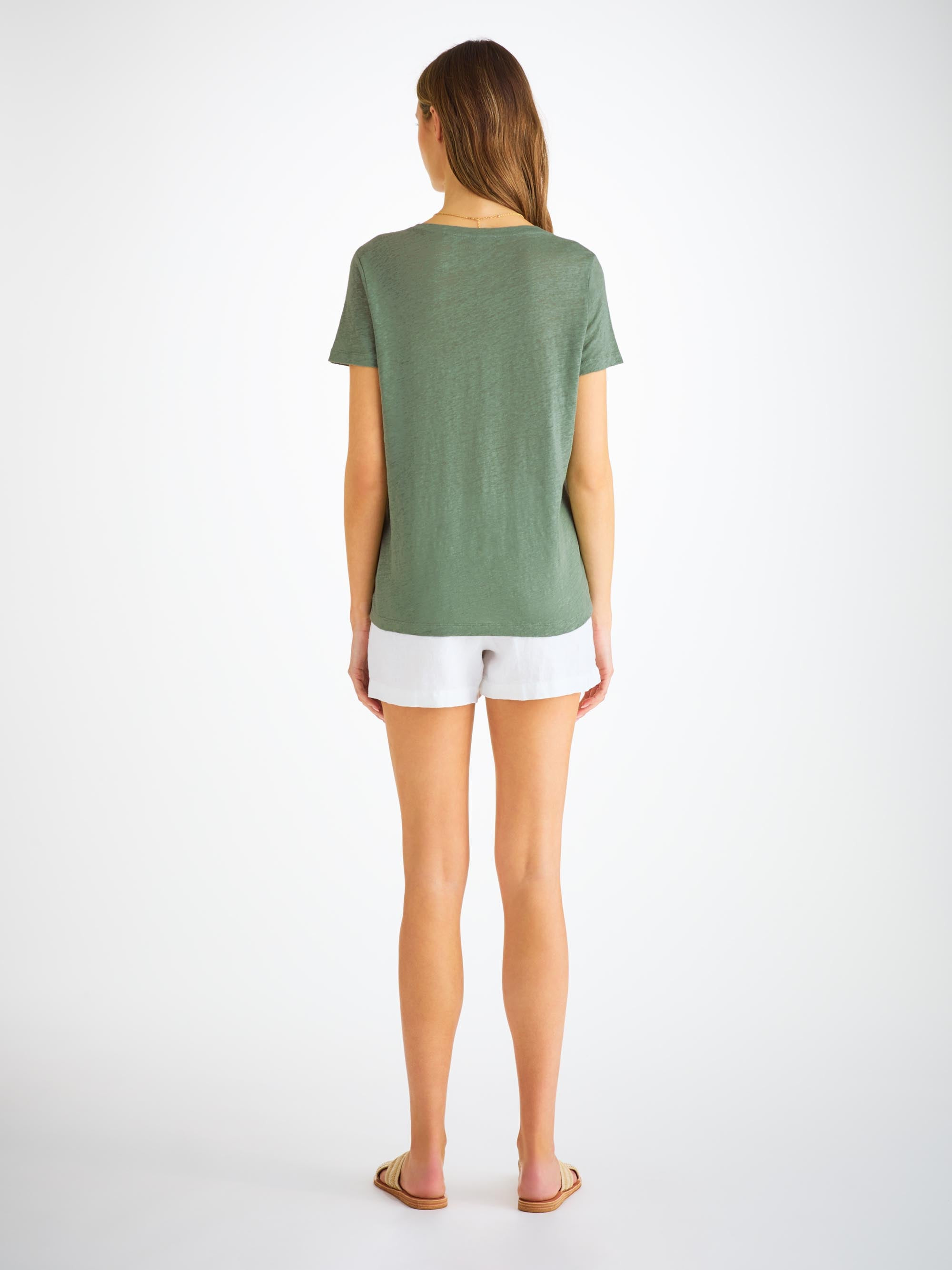 Women's V-Neck T-Shirt Jordan Linen Sage Green - 5