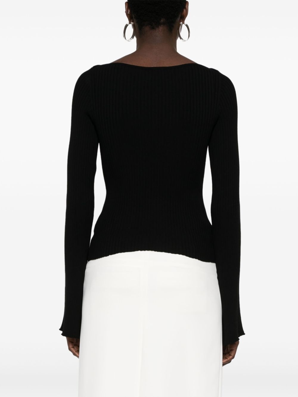 boat-neck ribbed-knit top - 4