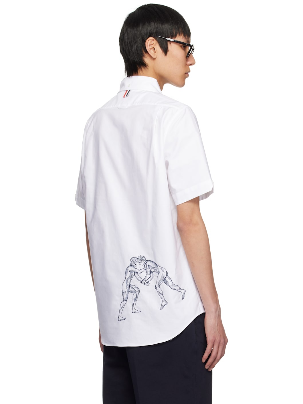 White Straight Fit Embroidered Athletes Shirt - 3