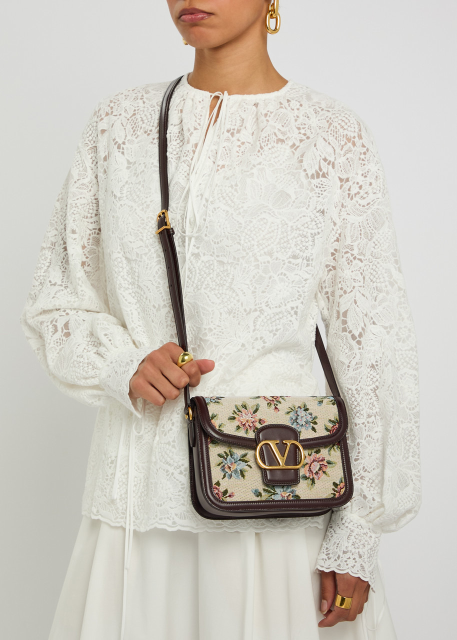 Valentino Garavani Floral-jacquard Canvas and Leather Cross-body bag - 5