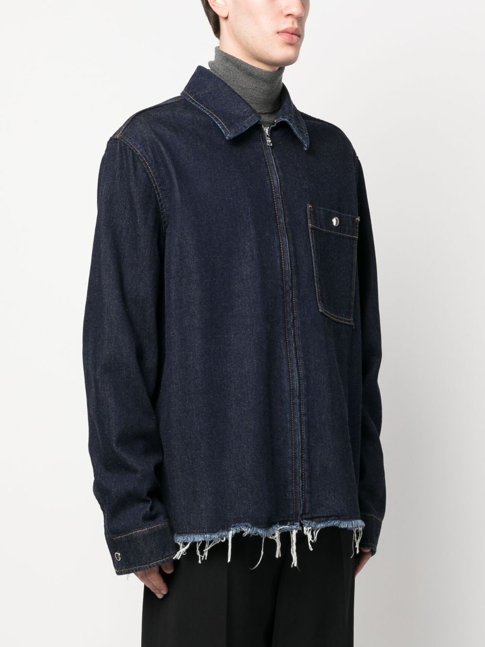 raw-cut zip-up denim jacket - 3