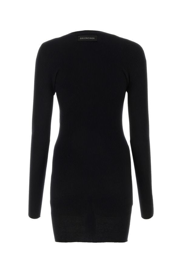 Balenciaga Woman Black Cotton Mini Dress - 2