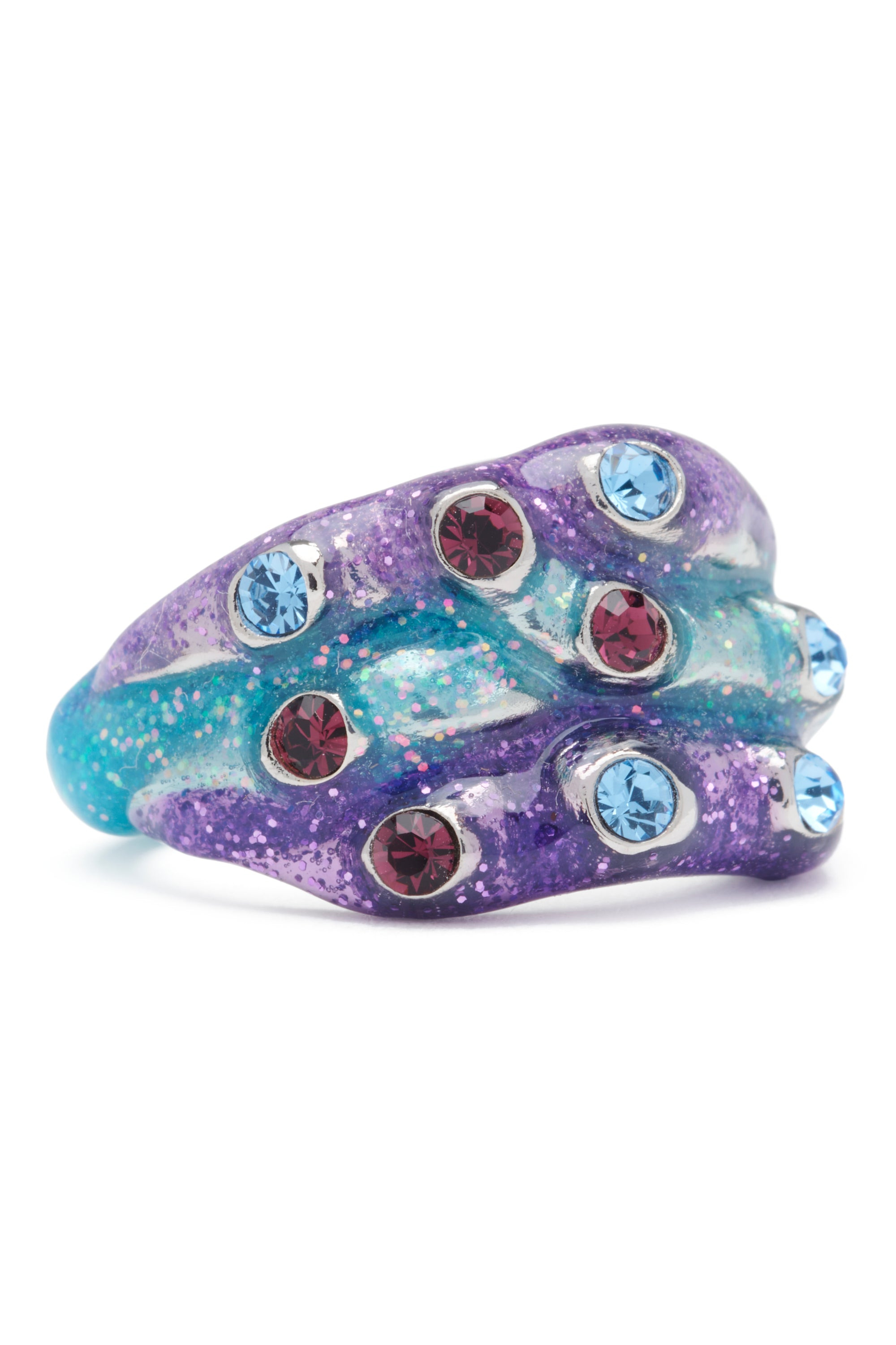 PERIWINKLE GLITTER STACKED RING - 2