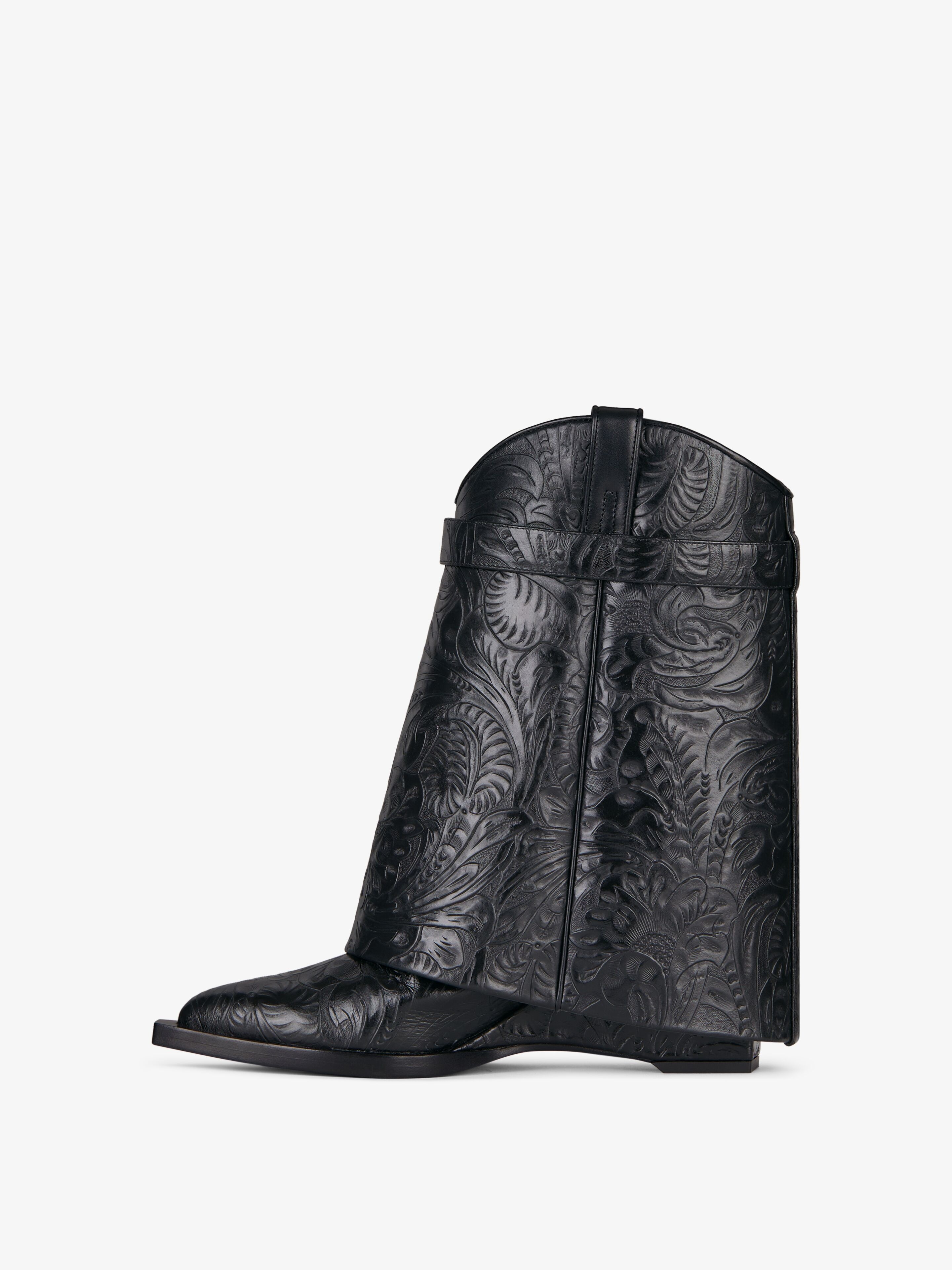 SHARK LOCK COWBOY ANKLE BOOTS IN WESTERN LEATHER - 4