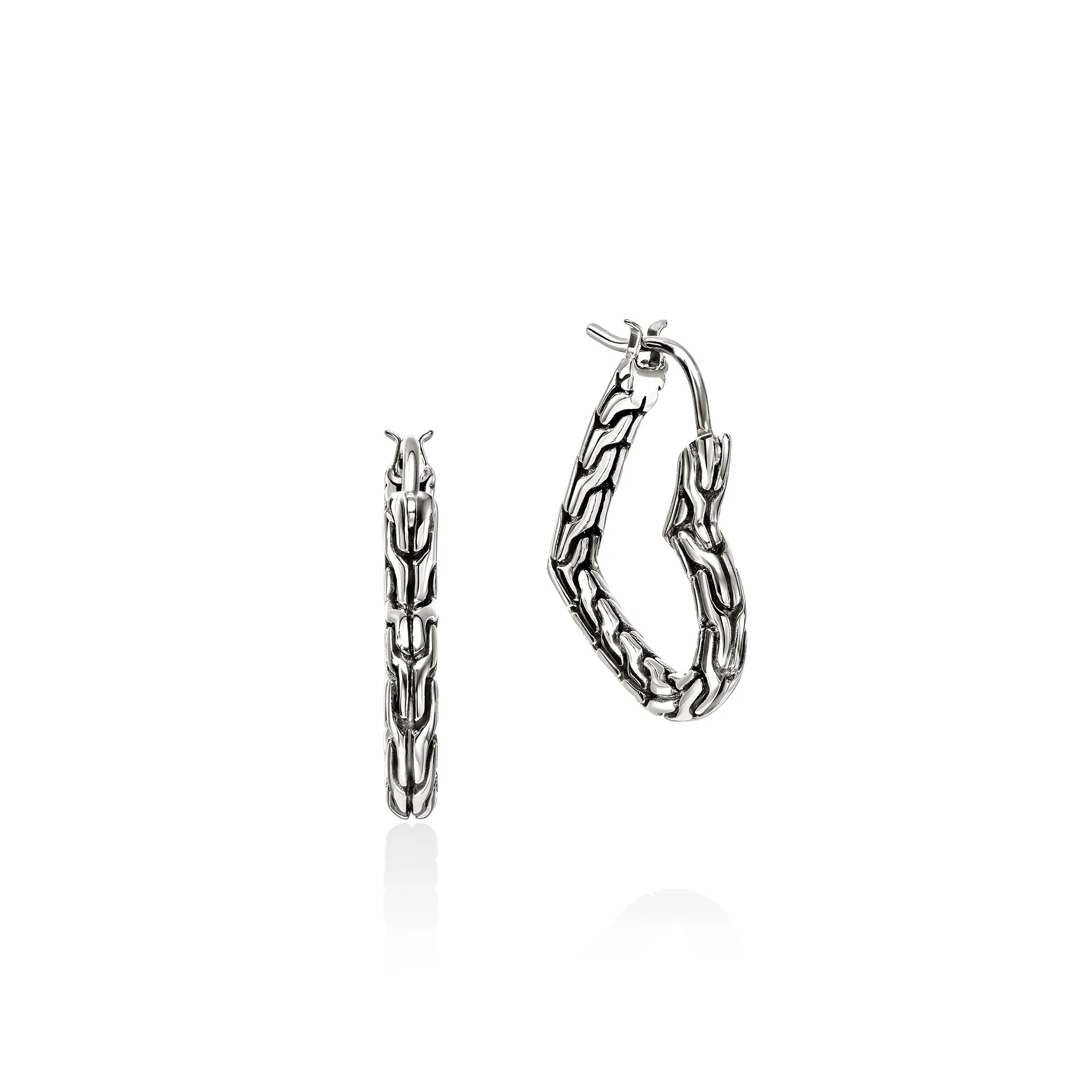 JH Essential Heart Hoop Earrings, Sterling Silver, 21MM - 1