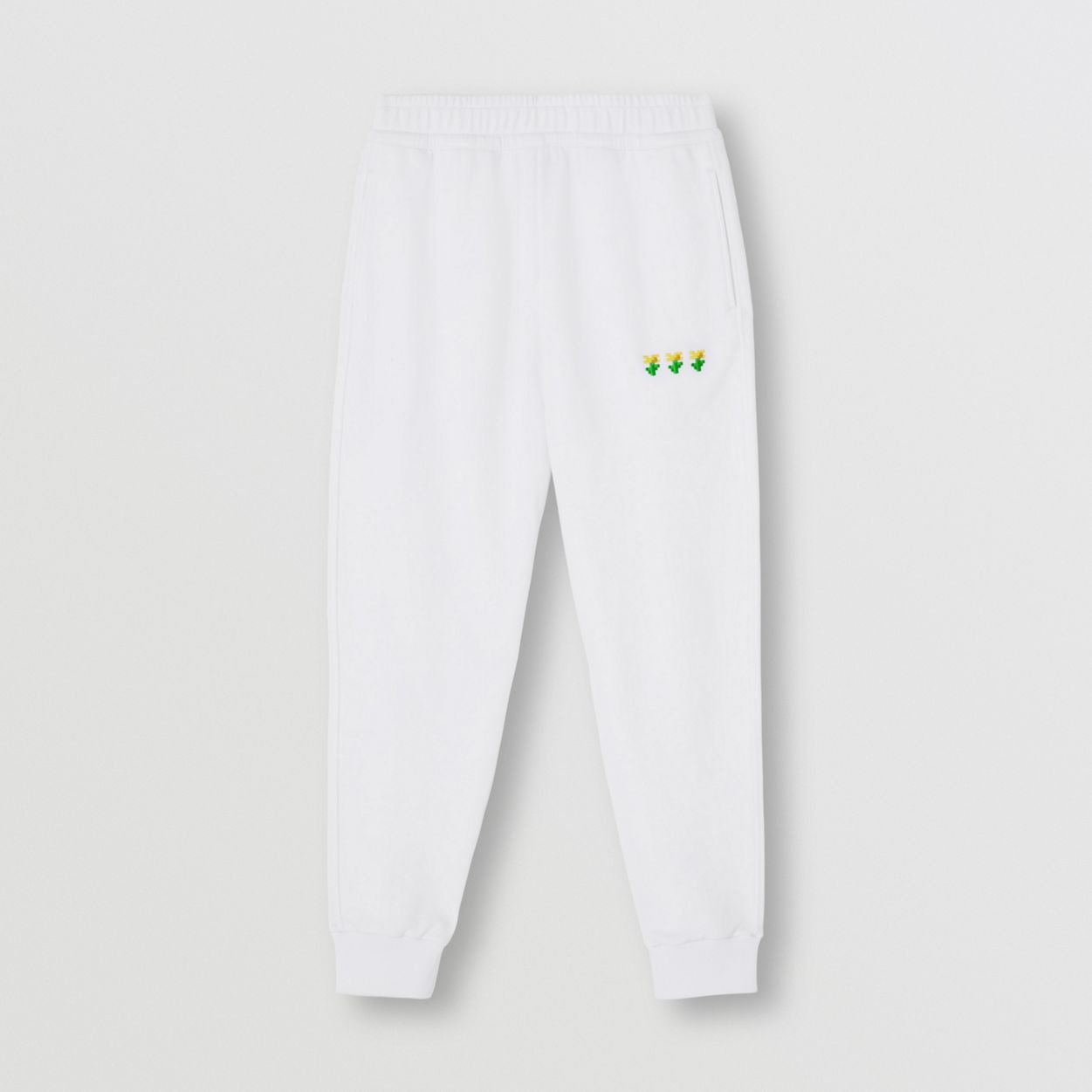 Embroidered Floral Cotton Jogging Pants - 1