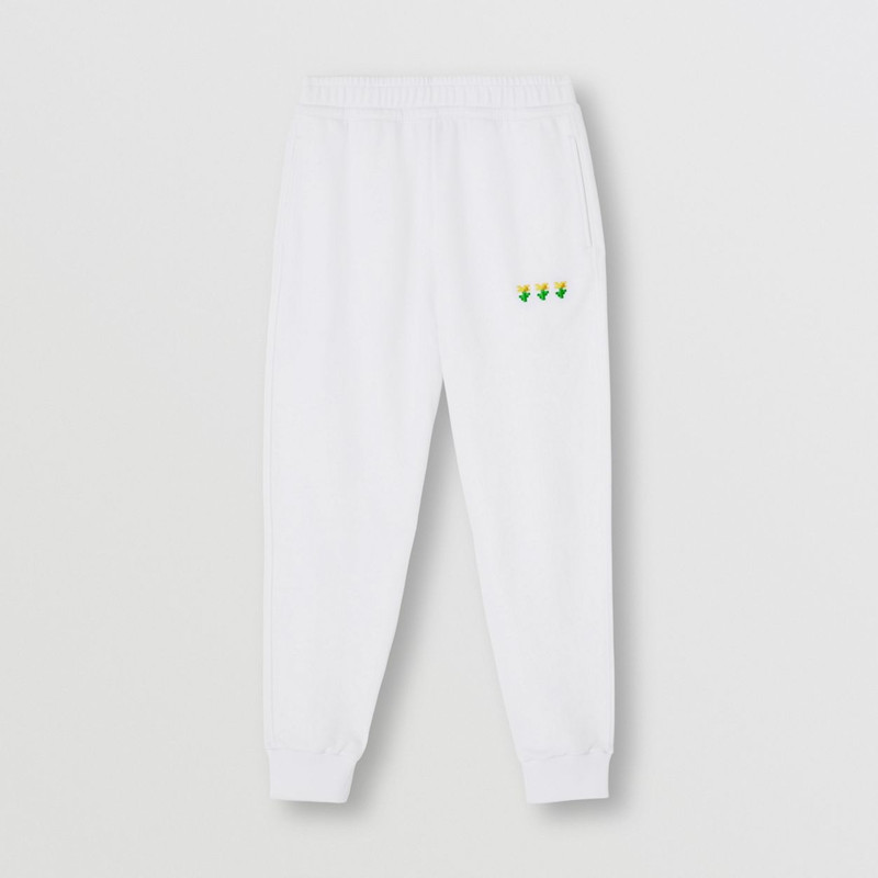 Embroidered Floral Cotton Jogging Pants 1