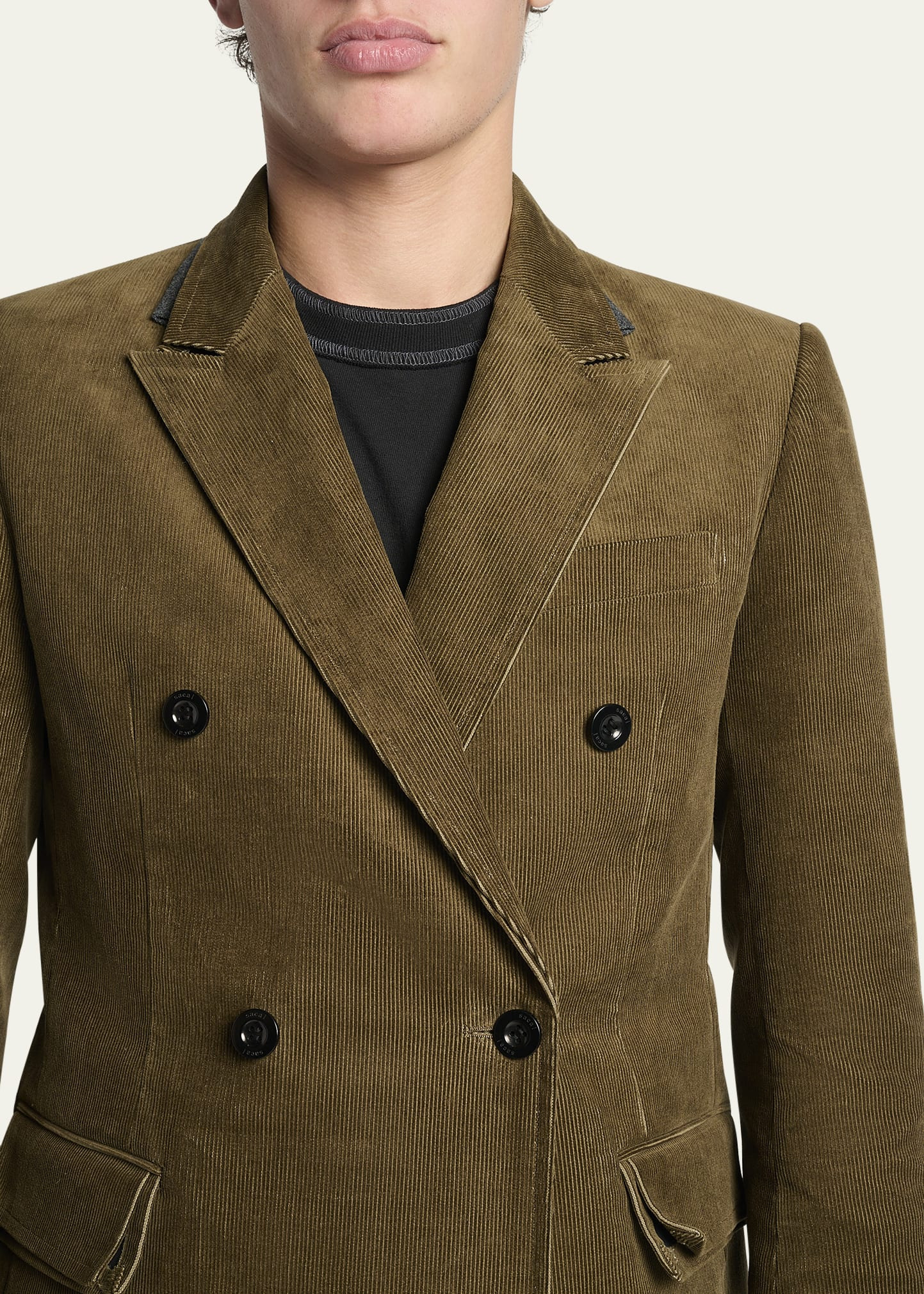 Men's Corduroy Double-Breasted Jacket - 5