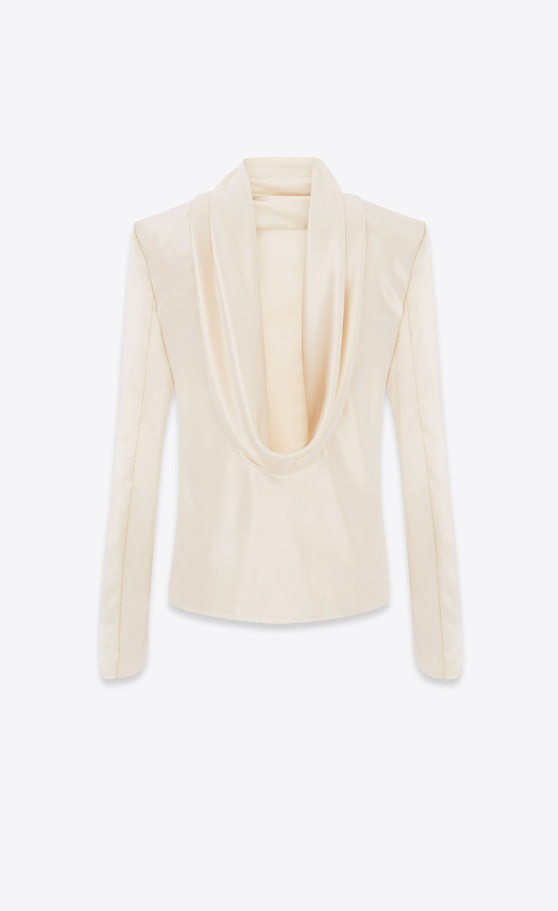 SAINT LAURENT cowl-back blouse in silk satin crepe outlook